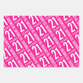 Feuille De Papier Cadeau Salutations à 21 ans Anniversaire Hot Pink (Devant 2)