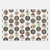 Feuille De Papier Cadeau Salutations de Noël 6 Photo Monogram Gold Sparkel (Devant 2)