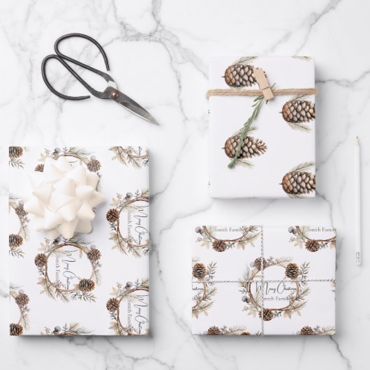 Feuille De Papier Cadeau Salutations de Noël personnalisées (Recto)