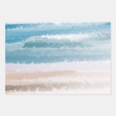 Feuille De Papier Cadeau Sandy Beach Ocean Waves Aquarelle Abstraite (Devant 2)