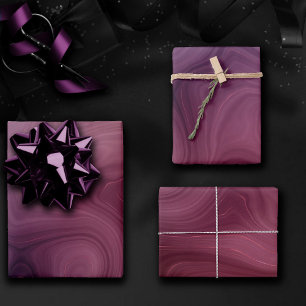 Feuille De Papier Cadeau Sangria Strata   Moody Pink and Purple Luxe Agate