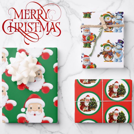 Feuille De Papier Cadeau Santa Claus Christmas Fun 3 Coordination