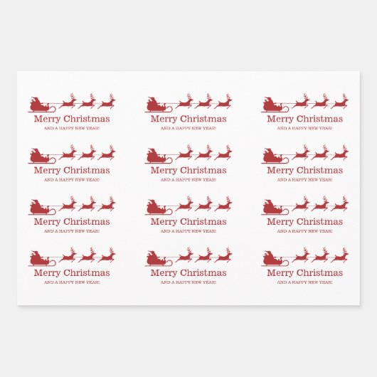 Feuille De Papier Cadeau Santa Claus Sleigh And Reindees & Custom Text (Devant 3)