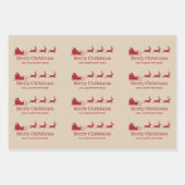 Feuille De Papier Cadeau Santa Claus Sleigh And Reindees & Custom Text (Devant)