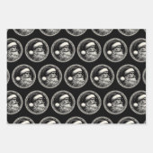 Feuille De Papier Cadeau Santa Claus Vintage noir (Devant 2)