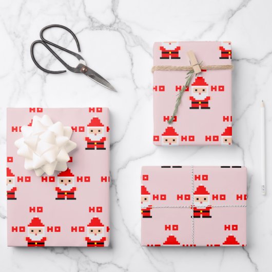 Feuille De Papier Cadeau Santa Pixel Art 2 (Recto)