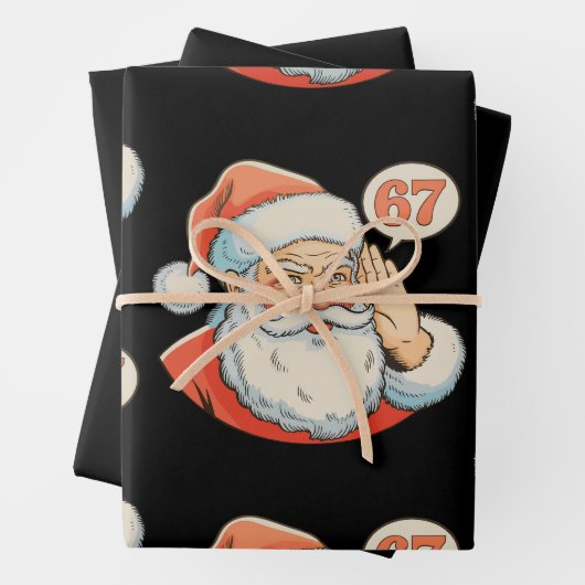 Feuille De Papier Cadeau Santa Six Seven 6 7 67 Christmas Funny Xmas Meme (En situation)