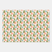 Feuille De Papier Cadeau Santa's Reindeer, Retro Christmas Baubles, Plaid (Devant)
