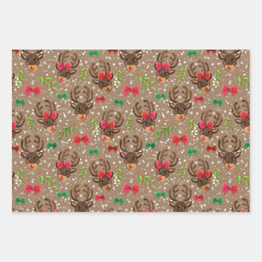 Feuille De Papier Cadeau Santas Reindeers (Devant 2)