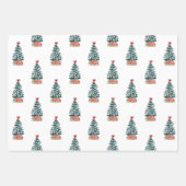 Feuille De Papier Cadeau Sapin de Noël enneigé (Devant)