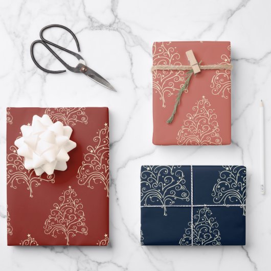 Feuille De Papier Cadeau Sapin de Noël Fantaisiste Noël Fêtes (Recto)