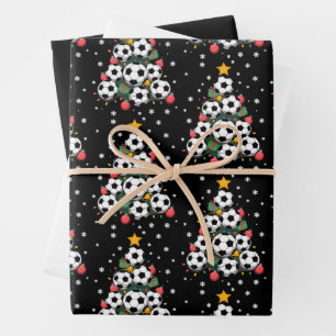Feuille De Papier Cadeau Sapin de Noël Football Joueur Amateur de Sport Noë