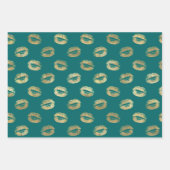 Feuille De Papier Cadeau Sarcelle et Or (Devant 3)