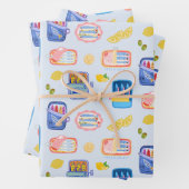 Feuille De Papier Cadeau Sardines et citrons (En situation)