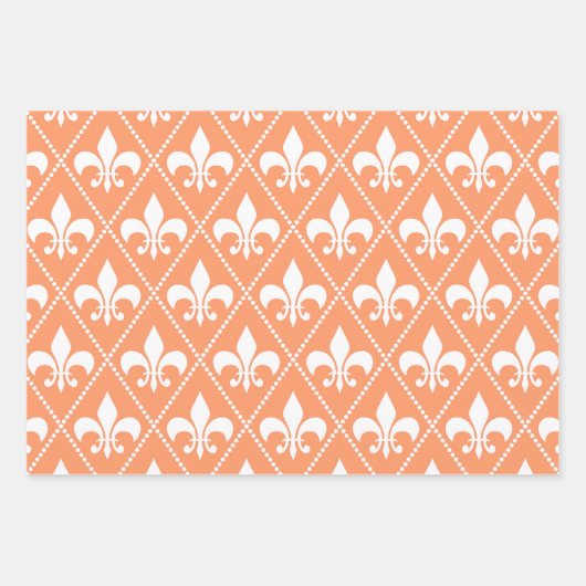 Feuille De Papier Cadeau Saumon Fleur de Lis (Devant 2)