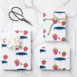 Feuille De Papier Cadeau Sauts De Fruits Sur Trampoline