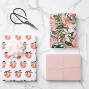 Feuille De Papier Cadeau SAVANNAH Sweet Georgia Peach White Floral