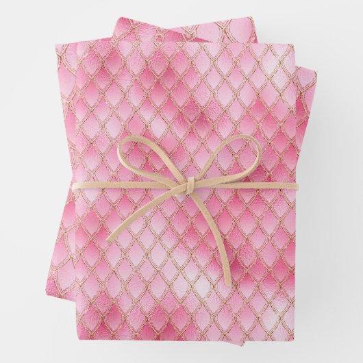 Feuille De Papier Cadeau Scales de dragon rose vif (En situation)
