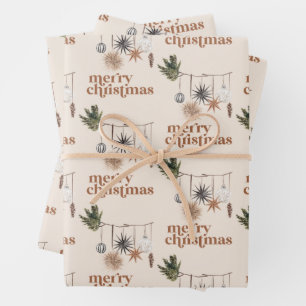 Feuille De Papier Cadeau Scandi Boho Neutral Joyeux Noël