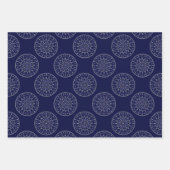 Feuille De Papier Cadeau Scandinave Ditsy Winter Navy & Gold Pois (Devant)