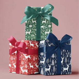 Feuille De Papier Cadeau Scandinave renne de Noël nordique