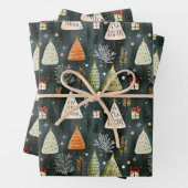 Feuille De Papier Cadeau Scandinavian Nordic Christmas Pine Tree Pattern (En situation)