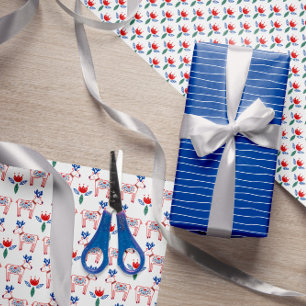 Feuille De Papier Cadeau Scandinavie Folk main tiré Motifs de Noël