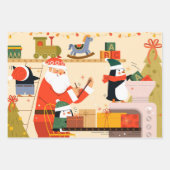 Feuille De Papier Cadeau Scène d'atelier de Festive Père Noël (Devant 2)