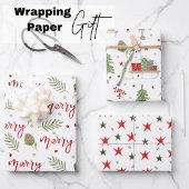 Feuille De Papier Cadeau Scène "Joyeux", Scènes de glisse douillettes, Étoi