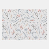 Feuille De Papier Cadeau Scènes D'Hiver, Maisons Antiques, Botaniques (Devant 2)