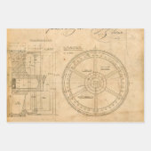 Feuille De Papier Cadeau Schéma circulaire mécanique sur Tan (Devant)