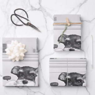 Feuille De Papier Cadeau Schnauzer avec caméra