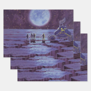 Feuille De Papier Cadeau Science-fiction vintage Aliens de Earth Rover sur 