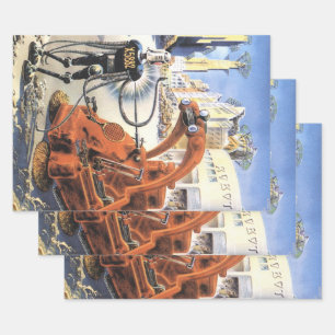 Feuille De Papier Cadeau Science-fiction vintage Guerres extraterrestres Ci