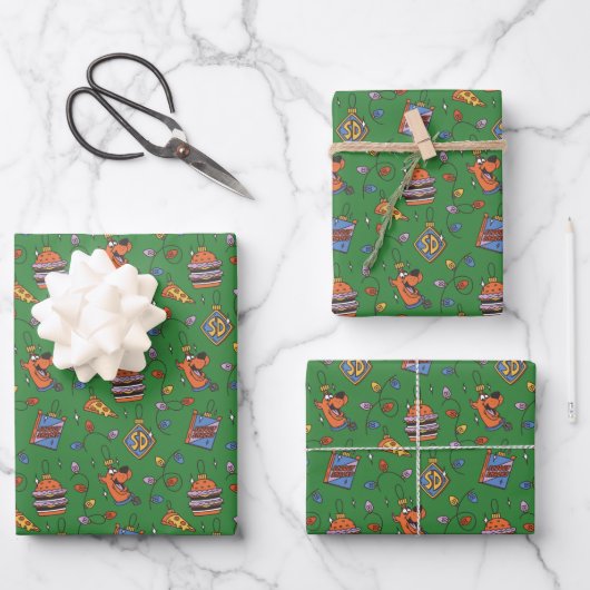 Feuille De Papier Cadeau Scooby-Doo Holiday Snack Lights Pattern (Recto)