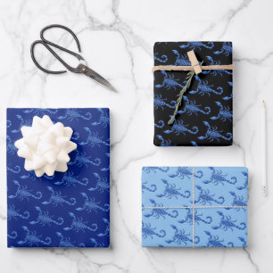 Feuille De Papier Cadeau Scorpion bleu