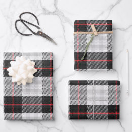 Feuille De Papier Cadeau Scott Black White Modern Scottish Tartan