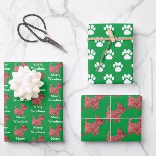 Feuille De Papier Cadeau Scottie Chien Silhouette Grn Merry Woofmas Envelop