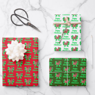 Feuille De Papier Cadeau Scottie Terrier Cute Christmas Chien & Bow 3 Coule