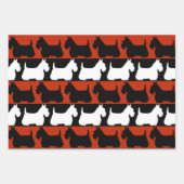 Feuille De Papier Cadeau Scottish Terrier chien noir/rouge/blanc, rayures T (Devant 3)