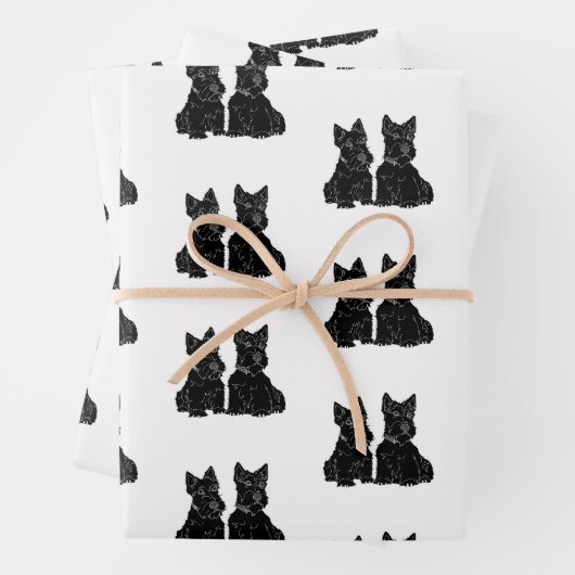 Feuille De Papier Cadeau Scottish Terriers (En situation)