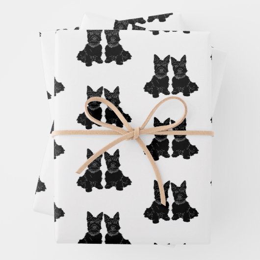 Feuille De Papier Cadeau Scottish Terriers (En situation)