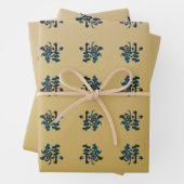 Feuille De Papier Cadeau Script chinois en or (En situation)