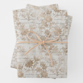 Feuille De Papier Cadeau Script Damask Or antique (En situation)
