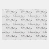 Feuille De Papier Cadeau Script d'anniversaire minimaliste moderne (Devant 2)