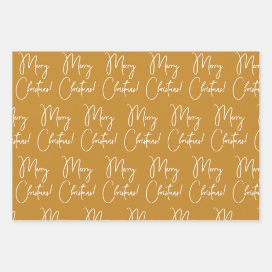 Feuille De Papier Cadeau Script de calligraphie moderne Joyeux Noël (Devant 3)