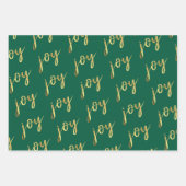 Feuille De Papier Cadeau Script de joie de vacances | Faux Gold Foil en plu (Devant)
