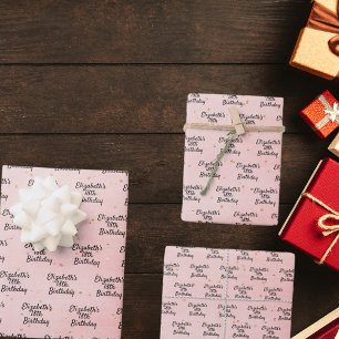 Feuille De Papier Cadeau Script de nom d'or rose pâle