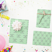 Feuille De Papier Cadeau Script de nom gris vert menthe d'anniversaire