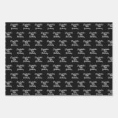 Feuille De Papier Cadeau Script de nom noir blanc d'anniversaire minimalist (Devant)